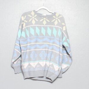 Vintage Deb pastel acrylic crew neck oversized graphic sweater